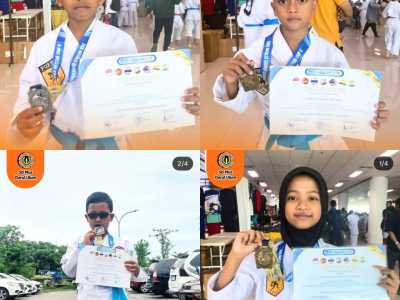 Empat Atlet Karate SD Plus Darul Ulum Jombang Borong Medali di Unesa Rektor Cup II Surabaya